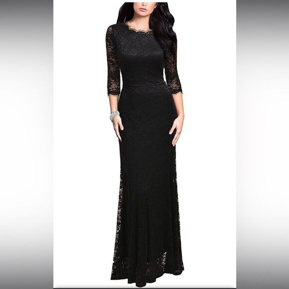 Rephyllis Dresses & Skirts - REPHYLLIS Women's Retro Lace Black Formal Dress Medium